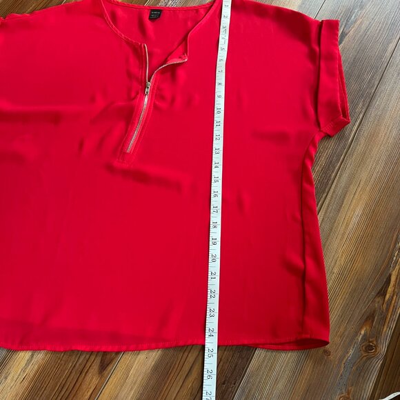 Shein Red Cuffed Short Sleeved Dress Top with Zipper Women’s Size XL - Picture 6 of 6